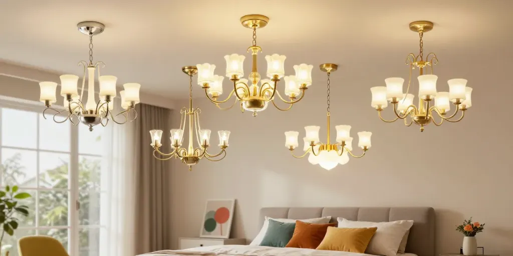 O lustra dormitor elegantă din LED pentru un iluminat modern și eficient.